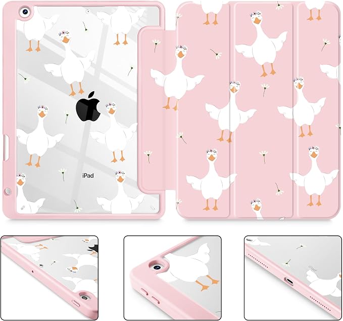 May Chen for iPad 9th Generation with Pencil Holder iPad 8th/7th Gen Case 10.2-inch [Penceil Holder] Trifold Stand Auto Wake/Sleep Clear TPU Protection Back Cover Ballet Shoes