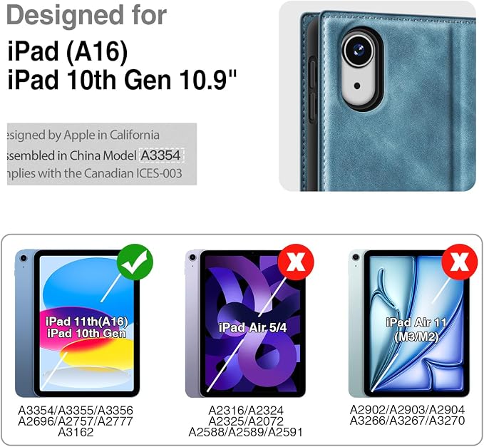 Antbox Case for iPad (A16) 11th (11'')/ 10th Generation (10.9'') Black | High Grade Skin-Touch Vegan Leather Built-in Pencil Holder Auto Sleep/Wake Function