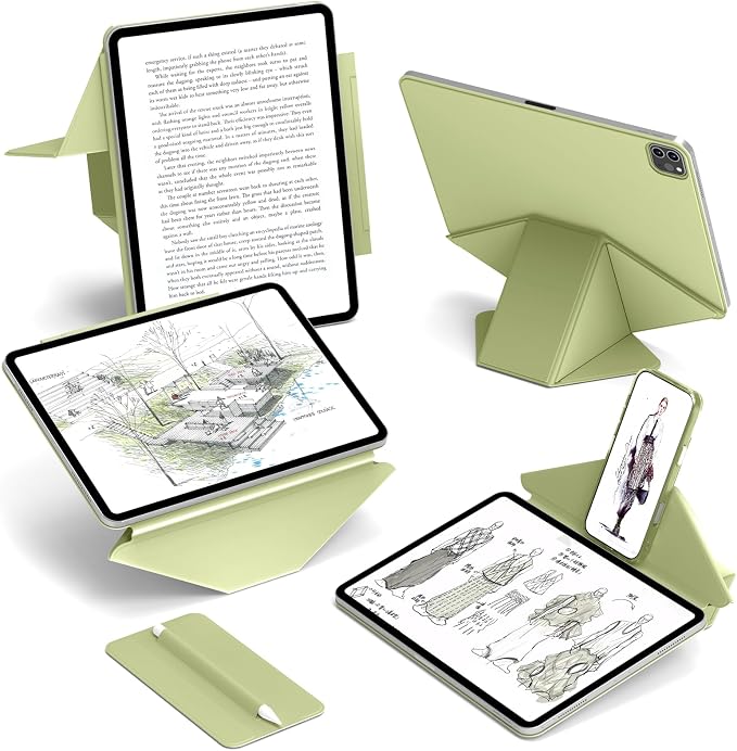 JKSML Dynamic Folio Case for iPad Air M4/M3/M2 11 &amp Air 4th/5th Gen 10.9 Detachable Pencil Holder 20+ Multi-Angle Origami Cover Slim &amp Ergonomic &amp Powerful Magnetic - Black
