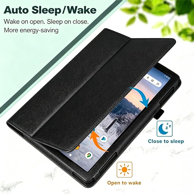 Case for T-Mobile Revvl Tab 2 Tablet - Folio Premium PU Leather Protective Stand Cover with Auto Sleep/Wake Almond Blossom