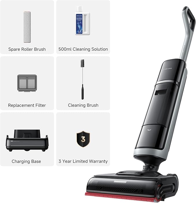 DREAME H15 Pro Heat Wet Dry Vacuum Cleaner, 185°F Hot Water Floor Cleaning, Cordless Vacuum Mop with GapFree AI Robotic Arm, 22KPa Suction, 0 Hair Tangle, 212°F Self-Clean, 194°F Hot Air Drying