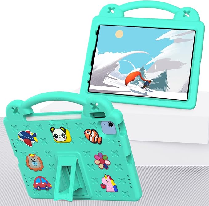 Kids Case for iPad Air 13 (2026/2025/2024) M4/M3/M2 &amp iPad Pro 13 2024 &amp iPad Pro 12.9 Cover 6th/5th/4th/3rd Gen (2022/2021/2020/2018) DIY Figures EVA Rubber Handle Stand Shockproof Bumper
