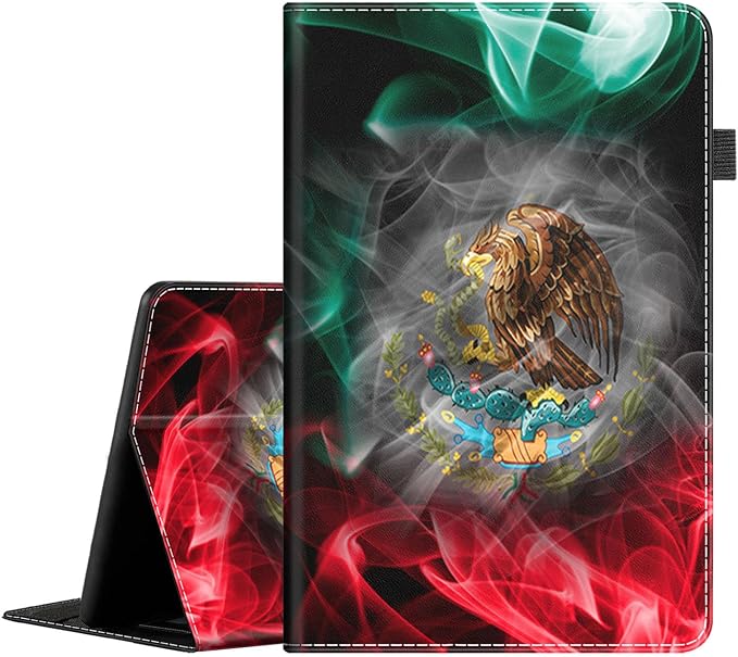 Case for All-New Kindle Fire HD 8 Tablet (12th/10th Generation 2020/2022 Release) &amp Fire HD 8 PlusPremium PU Leather Folio Stand Cover Case with Smart Auto Wake/Sleep Smoke Flag of Mexico Flag