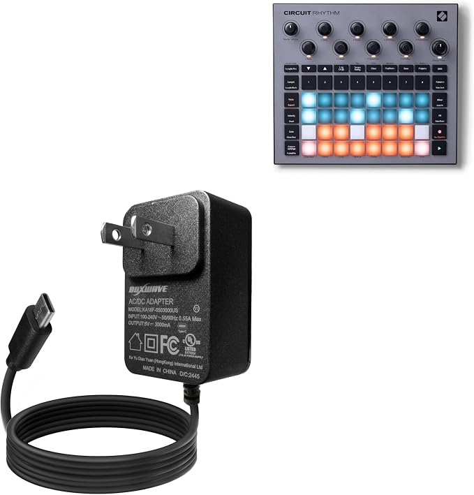 BoxWave Charger Compatible with Novation Circuit Rhythm - Wall Charger Direct (15W) Rapid Charge Your Device with Built-in 3ft Cable