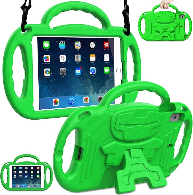 LTROP Kids Case for iPad Mini 5/4/3/2/1 7.9 Inch Case with Shoulder Strap Shockproof Handle Kickstand for iPad Mini 5th/4th/3rd/2nd/1st Generation for Kids Toddler Boys Girls Blue