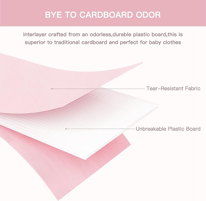 Criusia Drawer Organizer Clothes, 21 Pack Dresser Organizer for Baby Clothes, Underwear, Sock - Foldable Closet Organization and Storage Dividers Bins for Nursery, Bedroom (Pink)