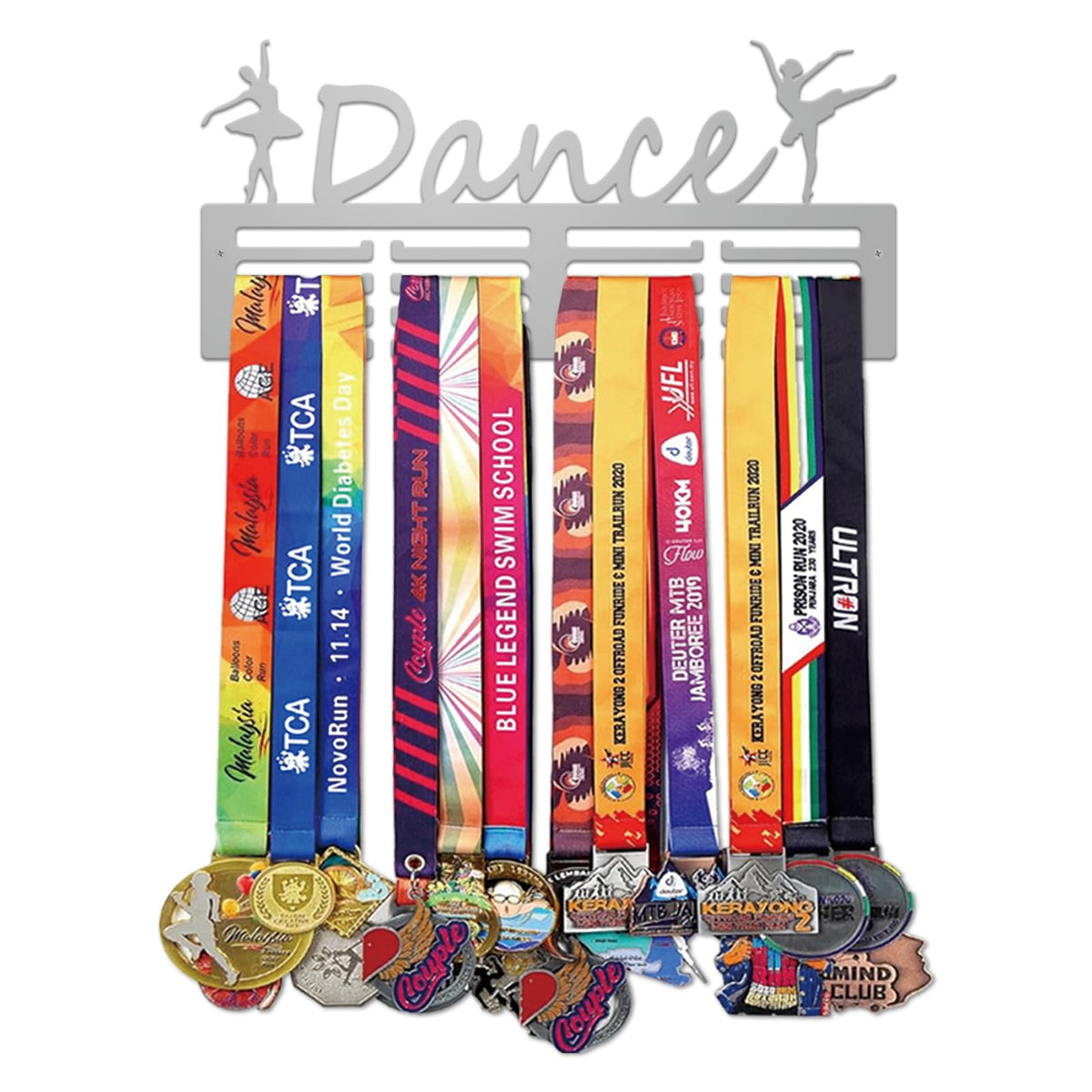 Resama Medal Holder Dance Dancer Medal Holder Display Hanger Rack Frame Shelf-Medal Hanger Awards Ribbon Dance Soccer,Gymnastics,Holder Display Rack for 60 Medals Silver