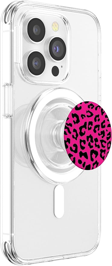 Hot Magenta Pink Leopard Pattern PopSockets Adhesive PopGrip