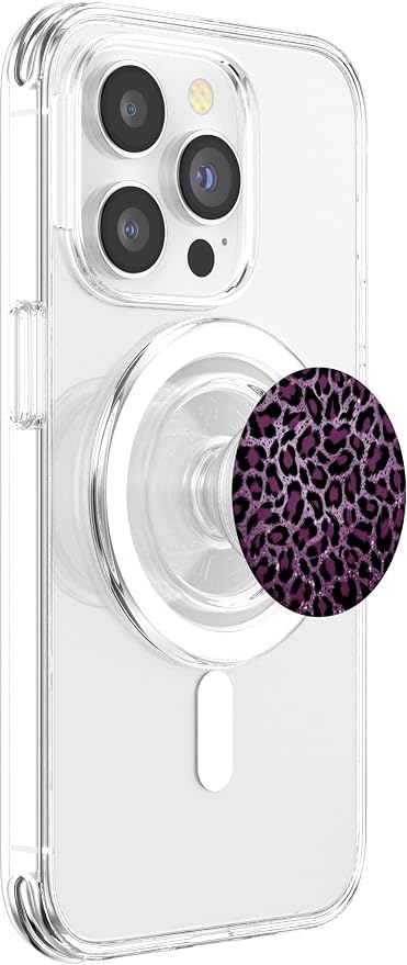 Purple Leopard Illustration Animal Print PopSockets PopGrip for MagSafe