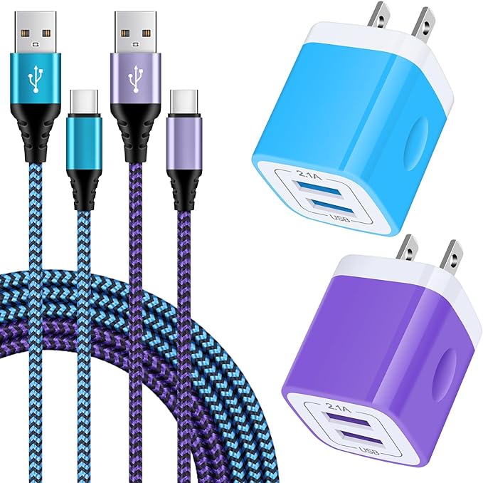 USB Type C Charger Plug Dual Port Fast Wall Charger Phone Charging Block with 2Pack 6Ft C Cable for Samsung Galaxy S26 S25 S24 S23 S22 S21 S20 A16 A54 A53 A23iPhone 17 16 15Google Pixel 10 9 8 7 Pro