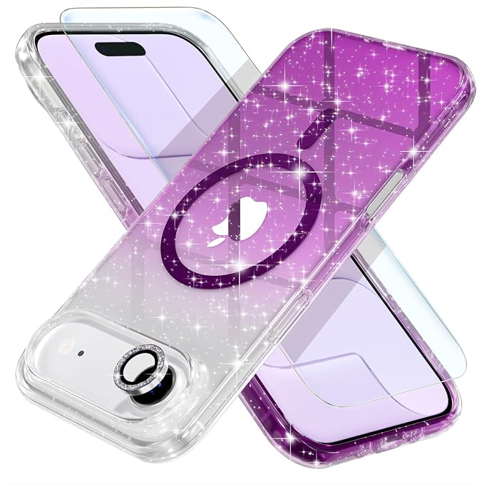 Choiche for iPhone 15 Pro Max Case Compatible with MagSafe Glitter Black | Women Girly Cute Glitter Sparkly Magnetic Phone Case with Diamond Camera Lens Protectors Military-Grade Drop Protection 6.7