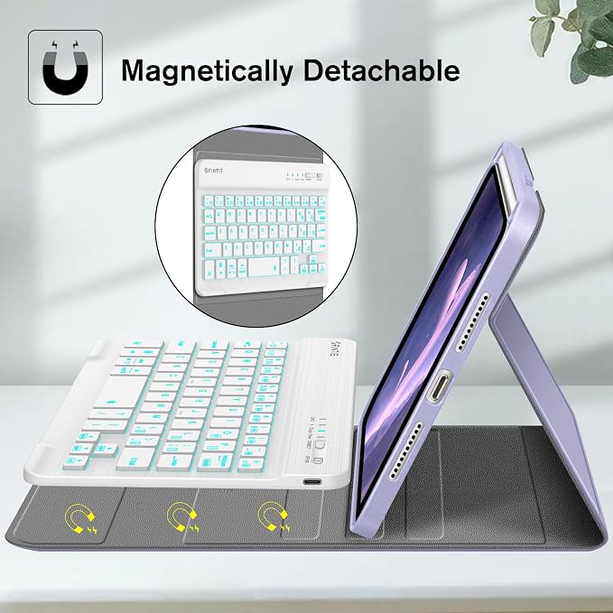 FINTIE Keyboard Case for iPad mini 7th Generation (A17 Pro) / mini 6 8.3 | Detachable Magnetic Bluetooth Keyboard Soft TPU Cover Multi-Angle Viewing Pencil Holder Backlight/Fantasy Ombre