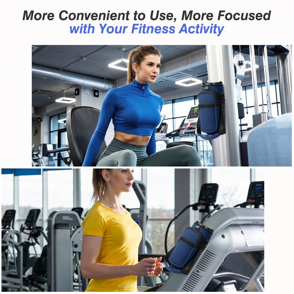 Nuovoware Magnetic Gym Bag, 25oz/32oz, Water Bottle Carrier, Dark Blue