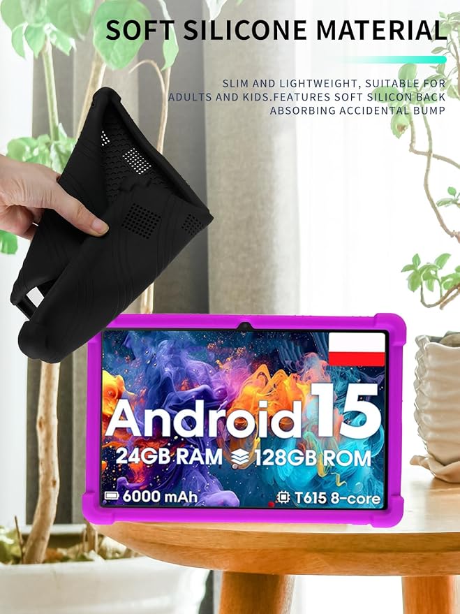 Case for Raemond K80 Tablet 10 Inch Android 15WUNIAK Hollow Back DesignHeat Dissipation Shockproof Lightweight Adjustable Kickstand Silicone Shell&ampKids Friendly Soft CaseBlack
