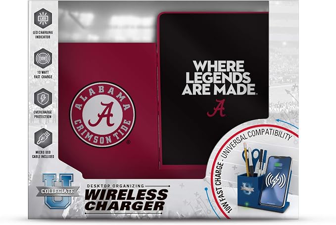 SOAR NCAA Unisex Cell Phone Wireless Charging Stand and Desktop Organizer