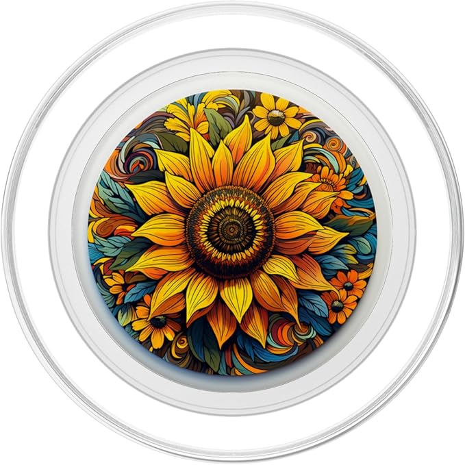 Mandala Geometric Watercolor Sunflower Pattern Floral Women PopSockets PopGrip for MagSafe