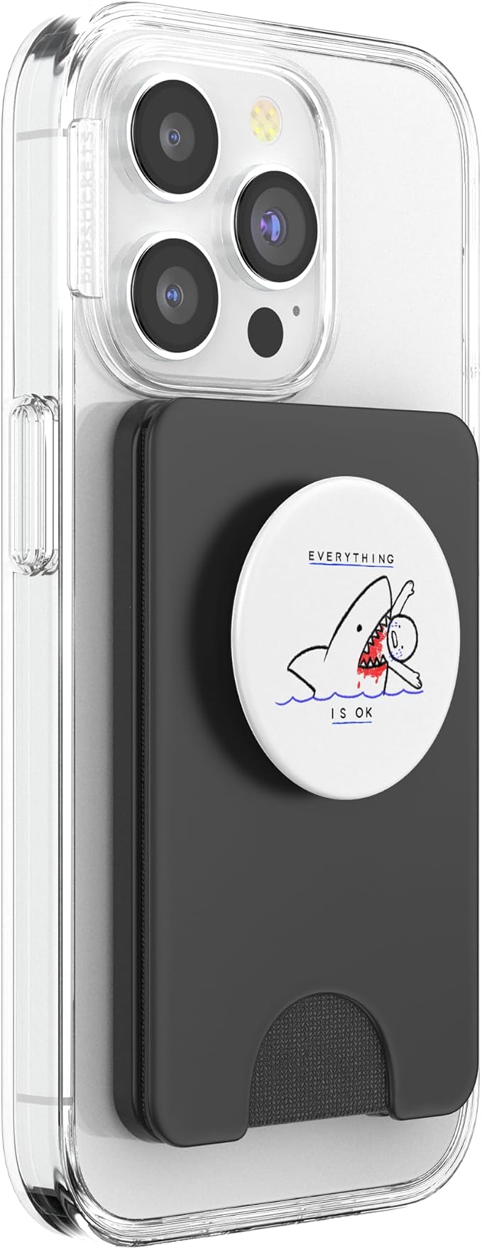 Everything is Ok Funny Sarcasm Shark Kids Drawing PopSockets Adhesive PopGrip