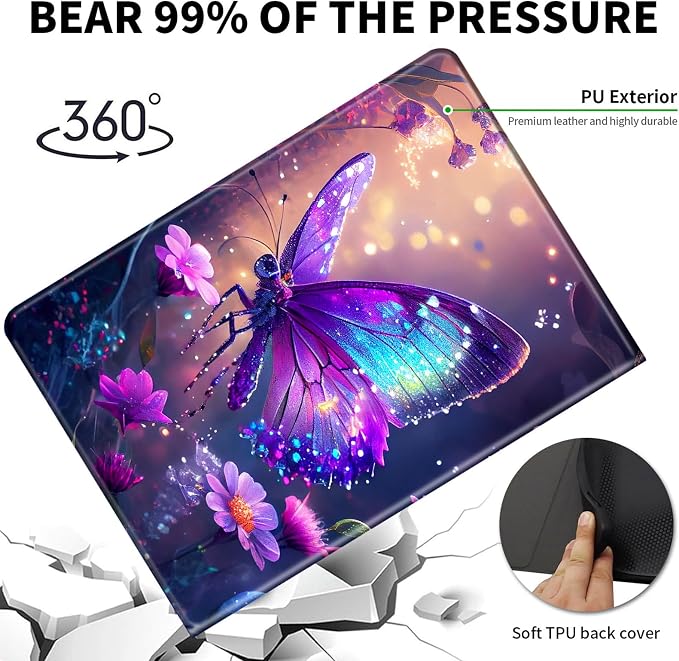 Case for Microsoft Surface Pro 11/10 / 9 13 InchPU Leather Cute Slim Folio Adjustable Stand Cover Case for Surface Pro 11th Edition AIArt Red Dragonfly