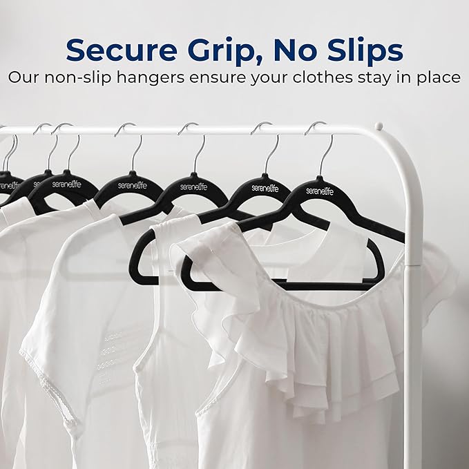 30 Pieces Velvet Hangers - Space Saving Heavy Duty Slim Suit Clothes Hanger Set with 360 Degree Swivel Metal Hook, Can Hold Up to 10 Lbs. for Coats, Jackets, Pants & Dress (Black)