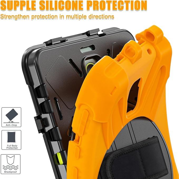 Samsung Galaxy Tab Active5/Active 3 8.0 Case with 360 Stand Handle Hand Strap &amp Shoulder Strap for Galaxy Tab Active5 8 2024 X300/X307 Active3 8 2020 T570/T575/T577 (Black)