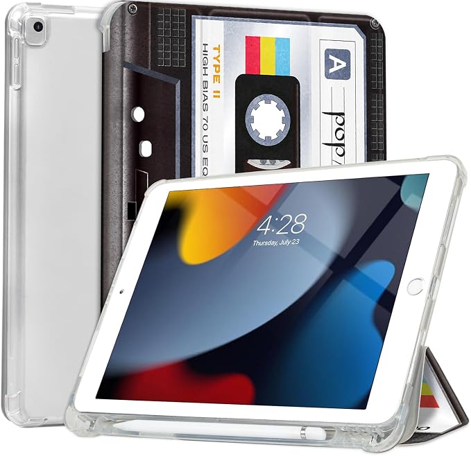 Lokigo for iPad 9th/ 8th/ 7th Generation Case 10.2 Inch (2021/2020/2019 Release) iPad Air 10.5 (3rd Generation) 2019 /Pro 10.5 2017 Case with Translucent Hard Shell Back -Flowers