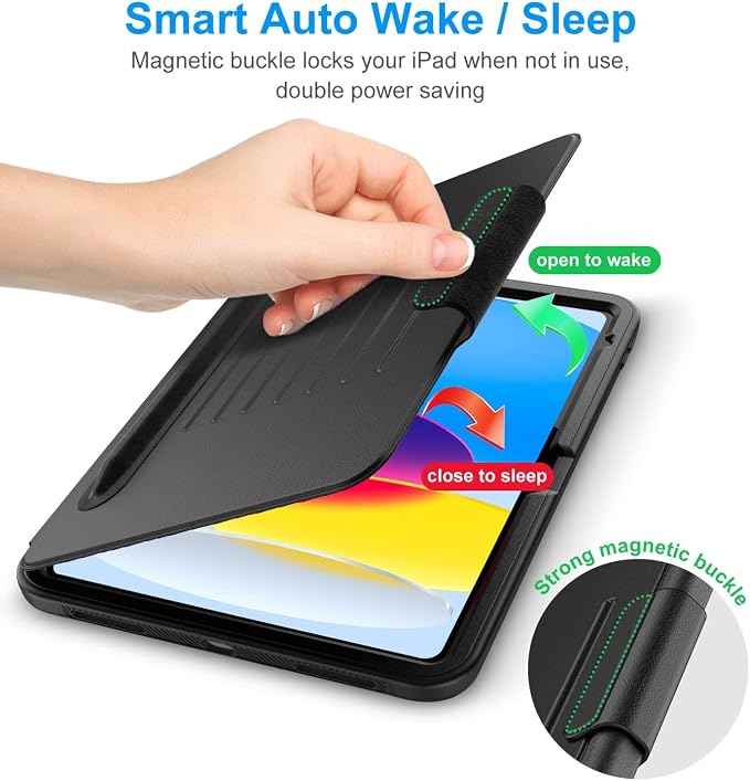 DAORANGE for iPad (A16) 11th Generation Case iPad 10th Gen Case Black | For iPad 11/10.9 Inch Case 2025/2022 Strong Magnetic Shockproof Case with Multi-Angle Stand Pen Holder Rugged &amp Durable