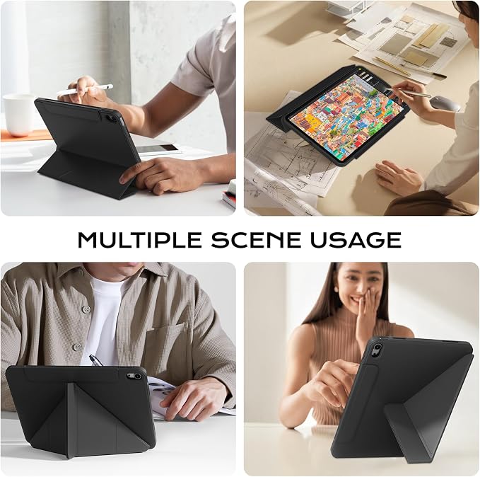 Clear Case for iPad A16 11th Generation 11 inch 2025 &amp iPad 10th Gen 10.9 inch 2022 with Pencil Holder Detachable Magnetic Rotating Transparent Hard PC Back Auto Wake/Sleep Trifold &amp Y Stan