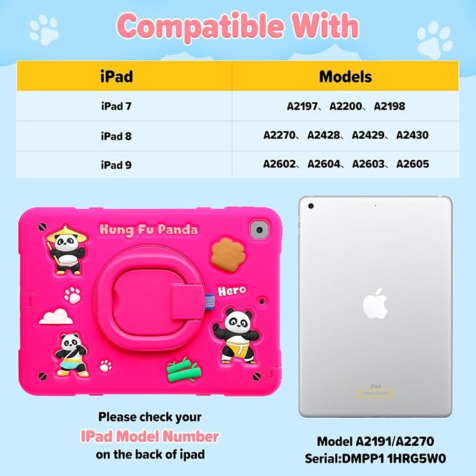 Case for iPad A16 11th Generation 11 Inch 2025 iPad 10th Generation 10.9 Inch 2022 Silicone 3D Panda Design Kids Case Heavy Duty Protection with Kickstand/Pencil Holder/Strap