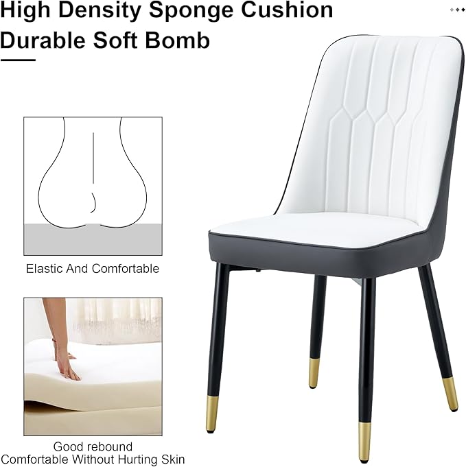 Dining Chairs Set of 8，Modern Dining Chairs, Equipped with PU Leather Backrest Cushions and Black Metal Legs, Suitable for Restaurants, Kitchens, and Bedrooms Dining Room Chairs