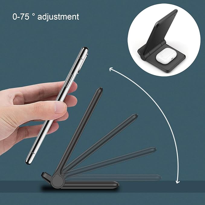 25W Wireless Charger,Foldable 2 in 1 Wireless Charging Station for Apple iPhone 16/16 Pro/15/14/13/12/11/Plus/SE/X/Airpods,PDKUAI 15W Fast Dual Wireless Induction Charge Stand for Samsung/LG