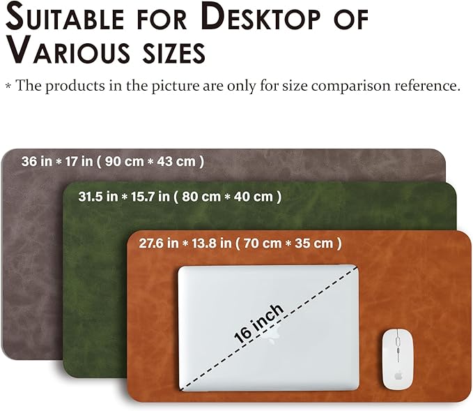 Distressed Leather Desk Mat - Non-Slip PU Desk Pad for Office and Home - Desk Organization and Accessories - Ideal for Large Mouse Pad and Desk Mats on Top of Desks(Tan,31.5"x 15.7")