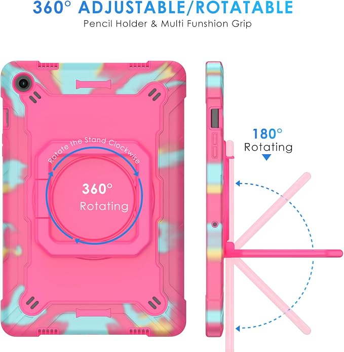 DETUOSI Galaxy Tab A9 Plus Case - Shockproof with 360 Stand &amp Strap Heavy Duty for SM-X210/X216/X218 Black