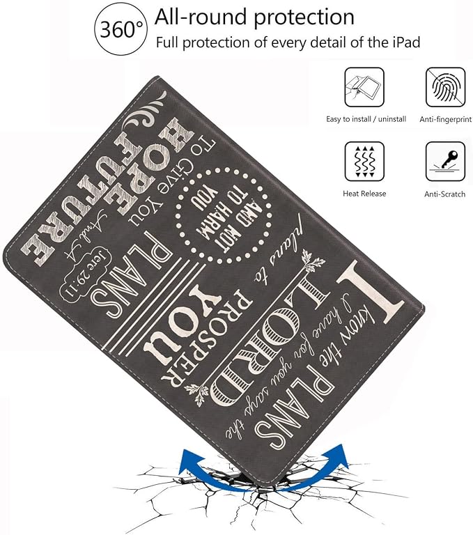 for iPad Mini 6 2021 Case Protective Leather Case Adjustable Stand Auto Wake/Sleep Smart Case for iPad Mini 6th Generation 8.3 Inch - Bible Verse Jeremiah 29:11