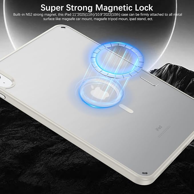 BENTOBEN Magnetic for iPad A16 Case (11th Generation 11 Inch 2025) iPad 10th Generation Case 10.9 inch 2022 Translucent Matte Slim Soft TPU Protective Tablet Cover for iPad 11th/10th Gen Black
