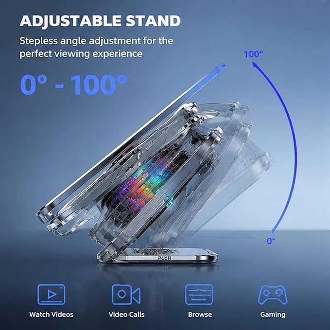 3 in 1 Power Transfer Device with Cooling Fan and Adjustable Stand for Smartphones Multicolor Lighting Energy Deli