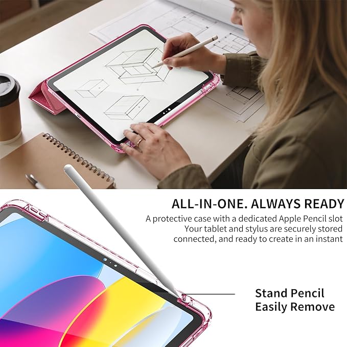 Case for iPad Air 11-inch (M4 2026/ M3 2025/ M2 2024)&amp 10.9-inch (5th/ 4th Gen) 2022/2020 Glittering Sparkly Slim Stand Cover with Clear Back Pencil Holder&amp Shockproof Protection (Black)