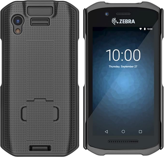 Case and Hand Strap Combo for Zebra TC21 TC26 - Black | Slim Hard Shell with Stand Satisfying Texture for Your Mobile Computer Scanner Phone Includes Palm Grip Harness