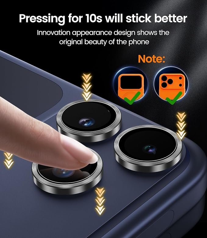 iGluz 2 Pack Anti-Reflection Camera Lens Protector for iPhone 17/16/16 Plus [98% Transmittance][1-Step Installation][Strong Adsorption] 9H Shatterproof Tempered Glass-Black