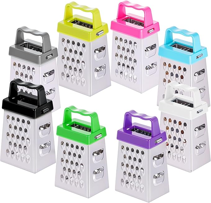 YBEATY 8 Pcs Mini Cheese Grater Professional Box Grater Stainless Steel Garlic Ginger Small Food Shredder Spices Gadget with 4 Sides Safe Zester for Kitchen Cheese Chocolate Vegetable Potatoes