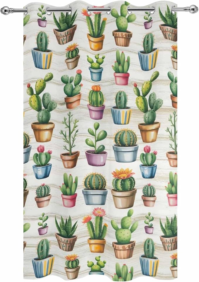 Summer Cactus Outdoor Curtains for Patio Cactus Tropical Plant Wooden