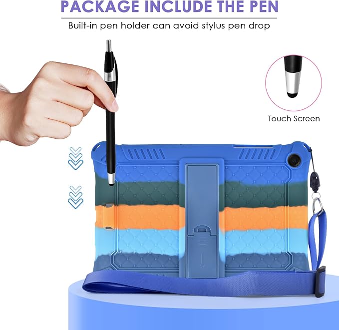 DETUOSI Silicone Case for Samsung Galaxy Tab A11+ Plus 11 Inch 2026/ Tab A9+ Plus 2024 Multi-Angle Foldable Tablet Cover with Adjustable Shoulder Strap &amp Stylus Pen Black