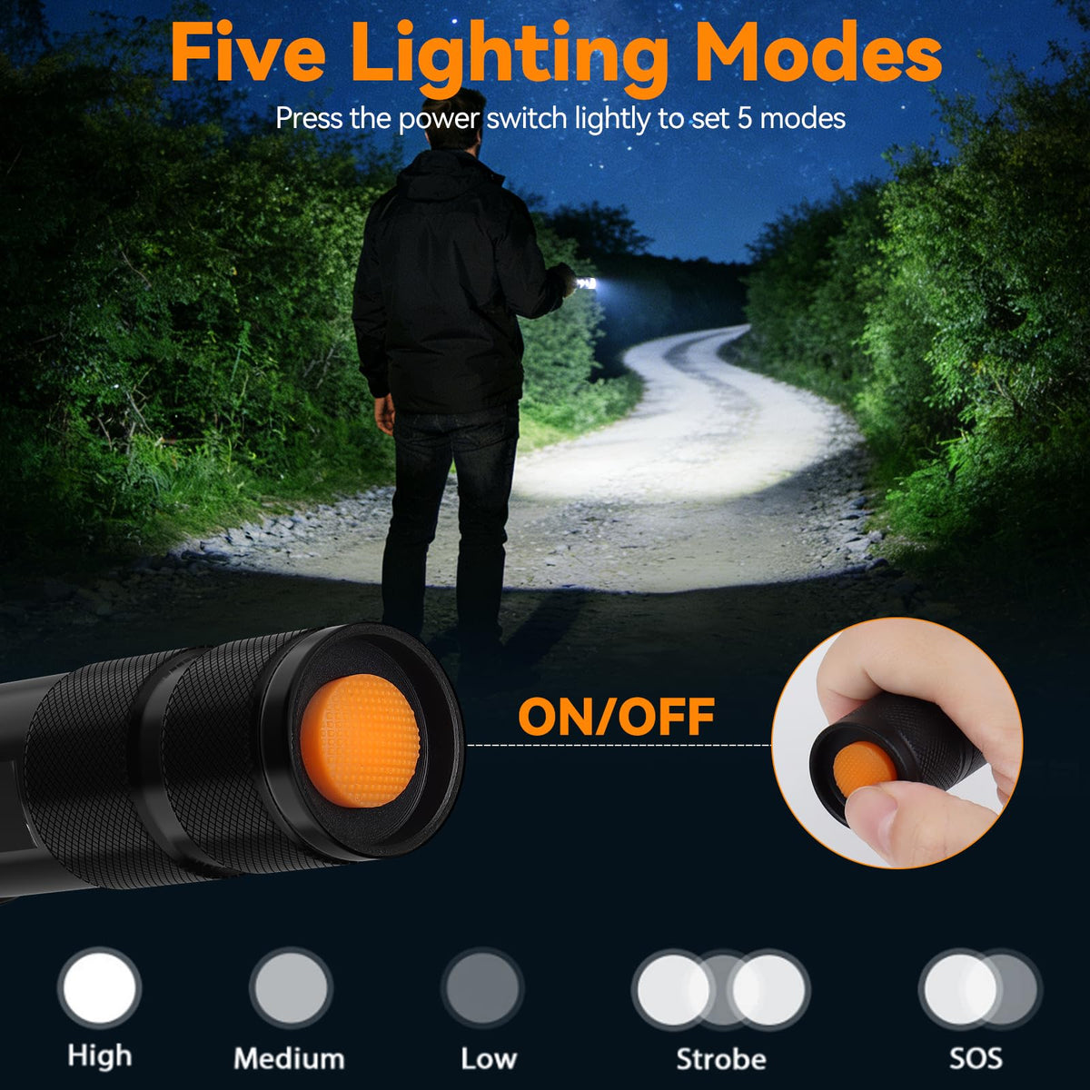 BESTSUN LED Flashlight 2 Pack, Small Flashlights Powerful High Lumens 5 Modes, Waterproof Zoomable Mini Tactical Flash Light for Home Emergencies Camping
