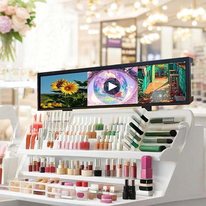VSDISPLAY 21.3" Ultra Wide Bar Display 1920x360 IPS Digital Signage Monitor with USB Auto-Play, Image Rotation, and Mounting Holes for Advertising