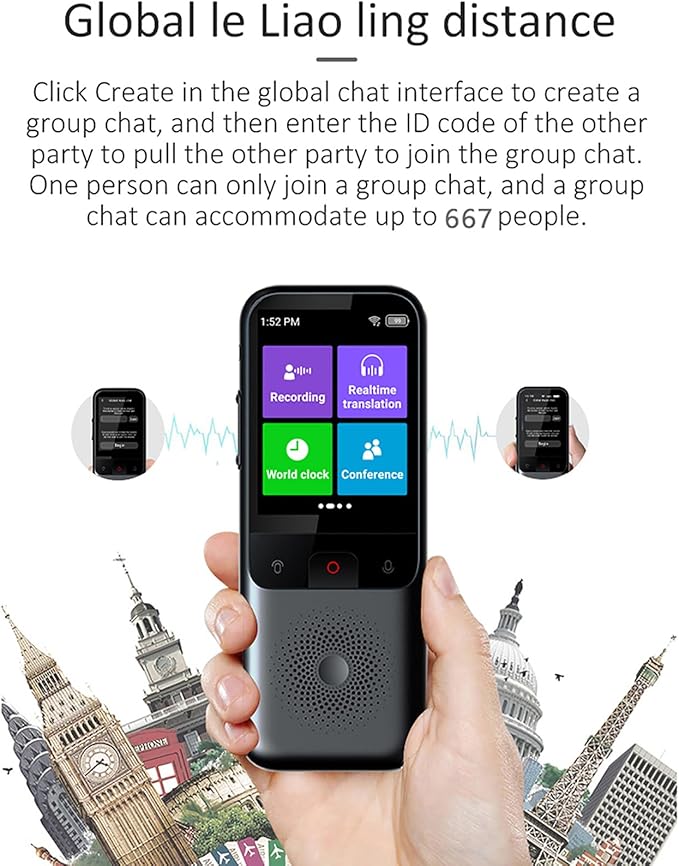 Portable Language Translator Device, 138 Languages Online, 17 Languages Offline, Voice Video Recording, Unit Conversion - Multilingual Communication, Photo Translation, Ideal for