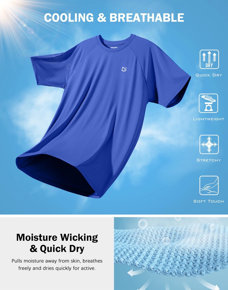 G Gradual Men's Athletic Workout T-Shirts Moisture Wicking Cooling Running Shirts Short Sleeve Performance Tee for Gym Tennis(Royal Blue,S)