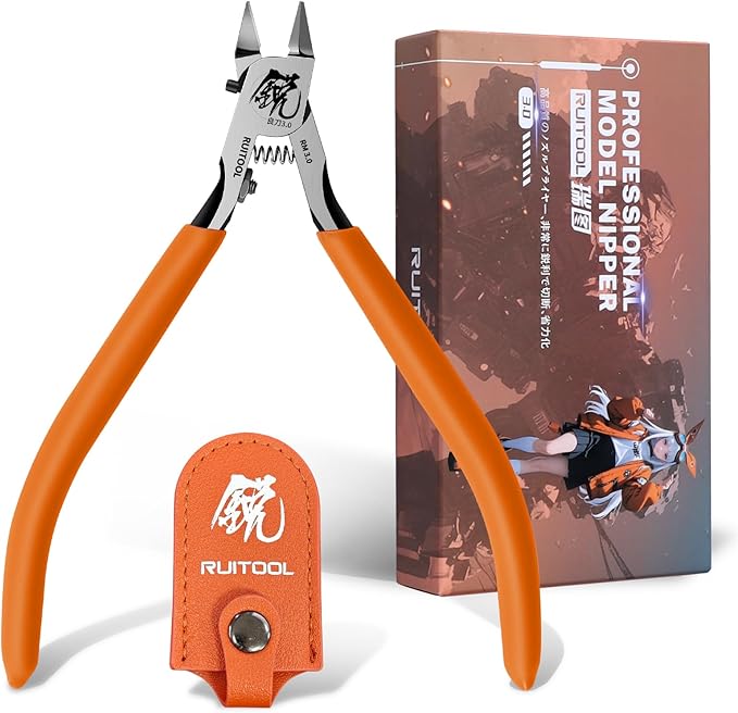 RUITOOL Model Nippers, Model Tools for Advancers to Repair and Fix Plastic Models, Ultra-thin Single Blade Model Nipper, Non-slip Grip 4.7 Inch Sprue Cutter for Plastic Model Building