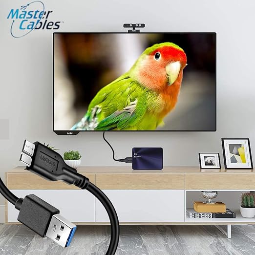 Master Cables USB 3.0 Data Transfer Cable Compatible with LaCie External Hard Drives – Replacement USB Type A to Micro USB B Lead for Fast File Transfer Backup &amp Sync – High Speed External HDD Ca