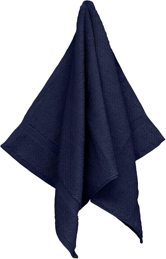 Luxury Hotel & Spa Collection, Quick Dry 100% Turkish Cotton 700 GSM, Eco Friendly Towel, for Bathroom, Gymand Kitchen Dobby Border Soft Hand Towel Set 16 X 30, Navy Blue, Hand Towels - Set of 6