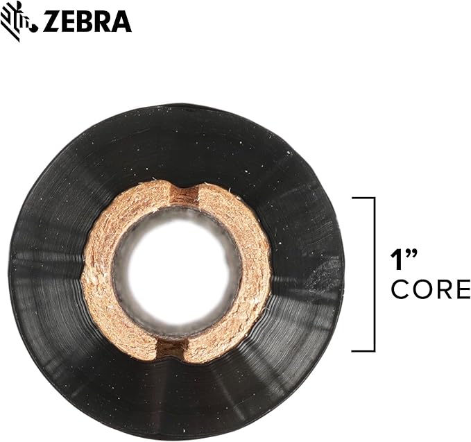 Zebra Standard Black Wax Ribbon for Thermal Transfer Desktop Printers Width 4.33 in Length 242 ft 0.5 in Core Pack of 6 Rolls Compatible with Multiple Models 10031723SP
