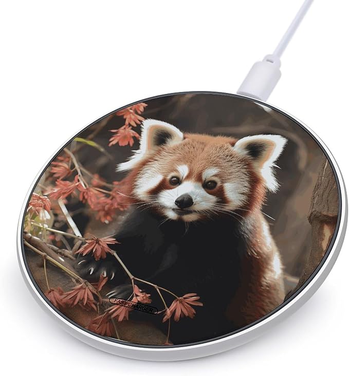 Red Pandas Wireless Charger 10W Fast Charging Pad Anti-Slip Qi Certified Wireless Charging Pad Charging Station Portable Phone Charger for All Wireless Charging Smartphone